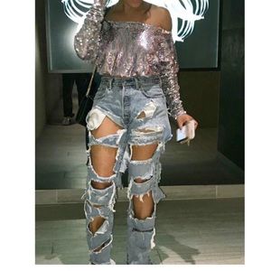 7 for All Mankind Distressed Denim Jeans, …